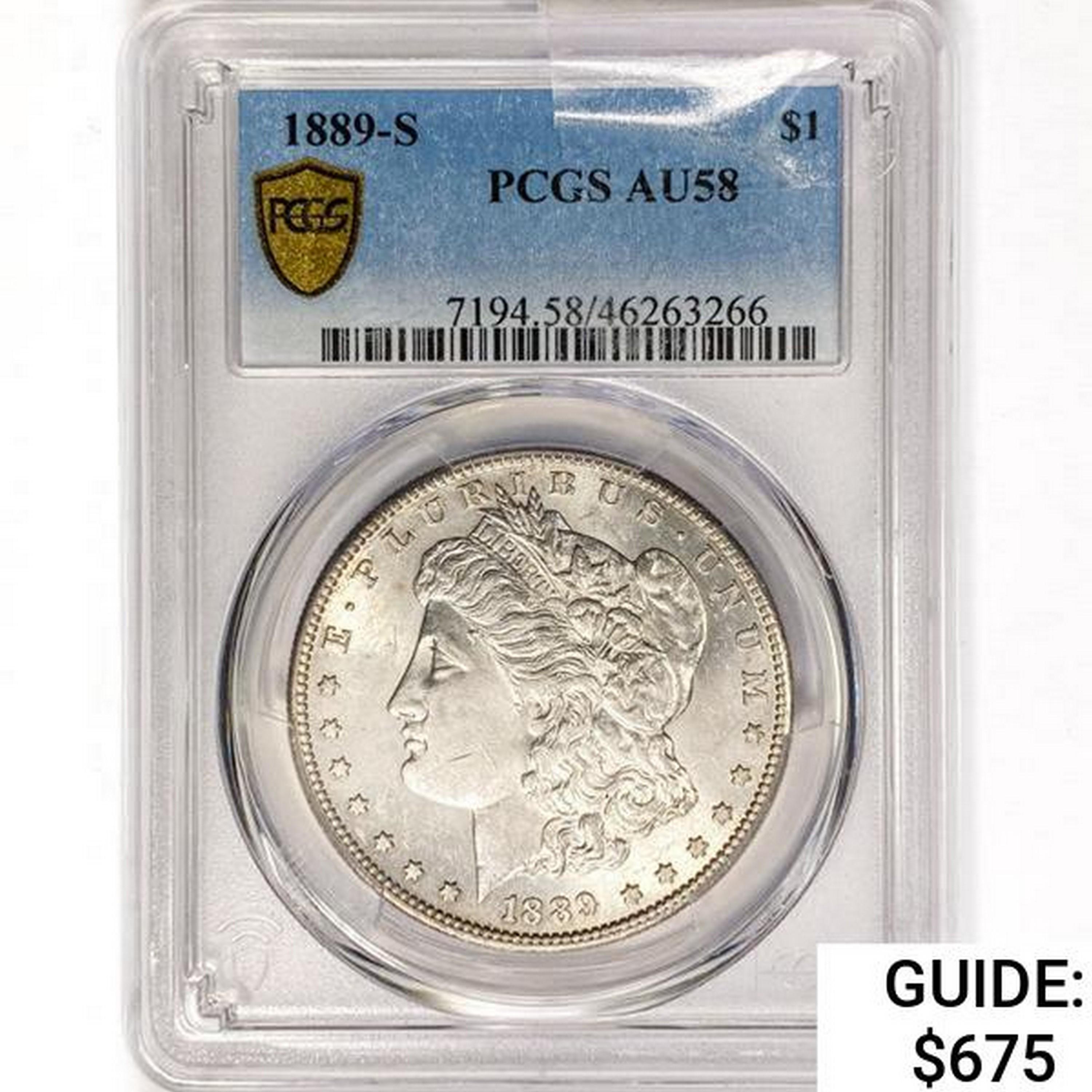 1889-S Morgan Silver Dollar PCGS AU58