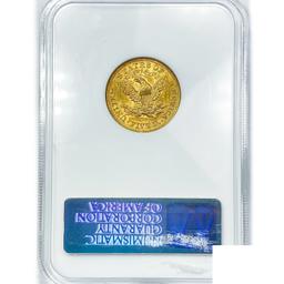 1899 $5 Gold Half Eagle NGC MS60