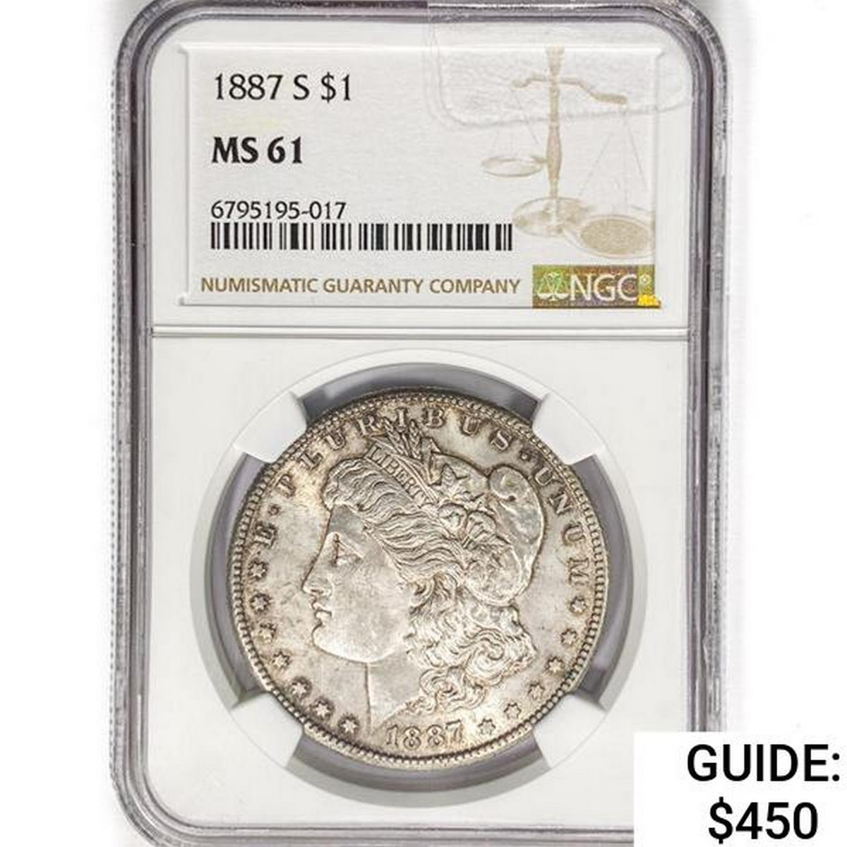 1887-S Morgan Silver Dollar NGC MS61