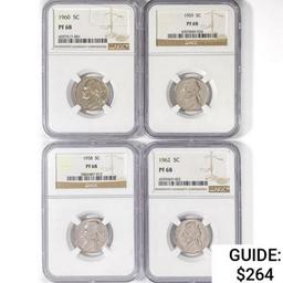 [4] Jefferson Silver Nickles NGC PF68 1958-1962