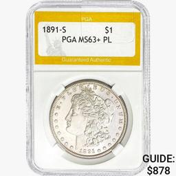 1891-S Morgan Silver Dollar PGA MS63+ PL