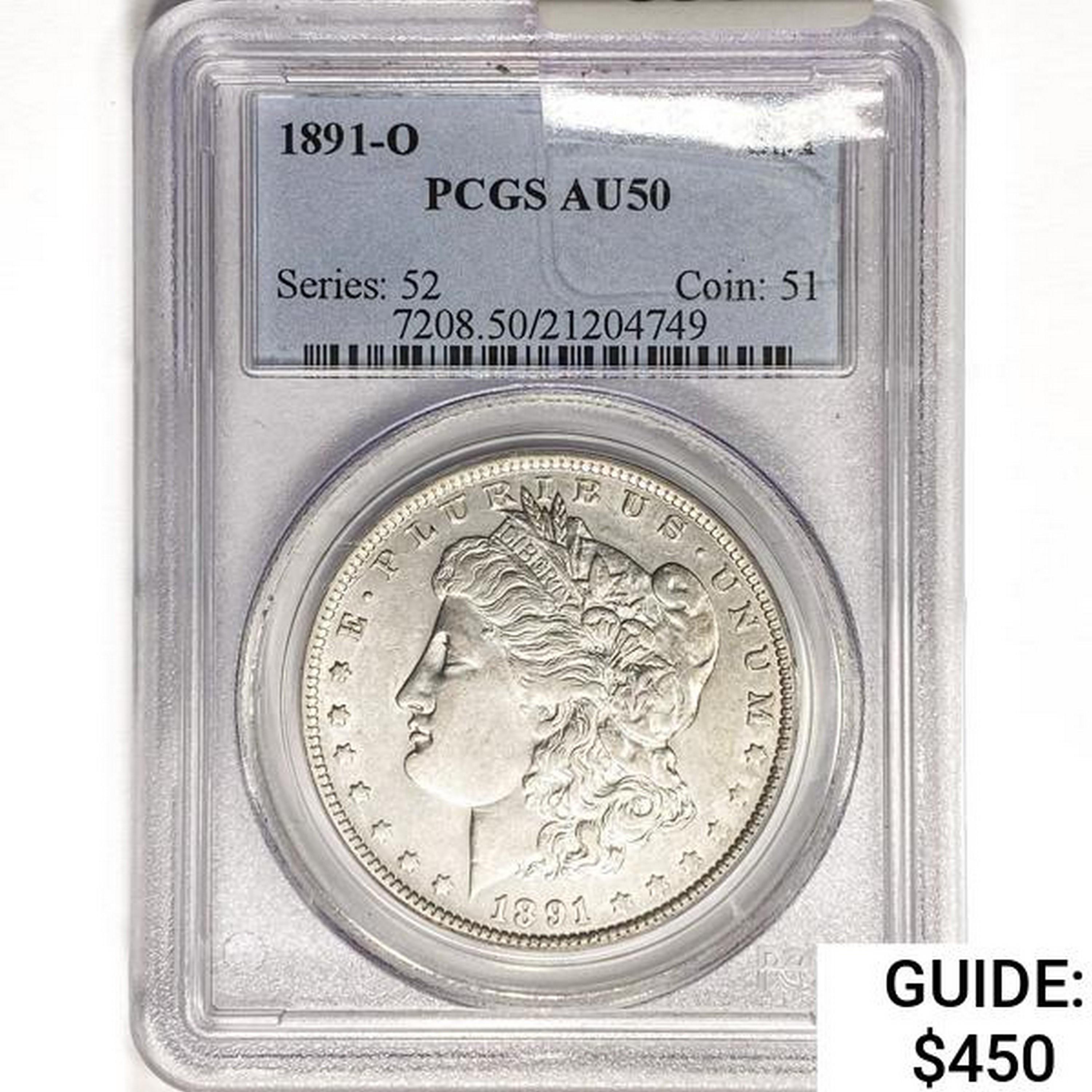 1891-O Morgan Silver Dollar PCGS AU50