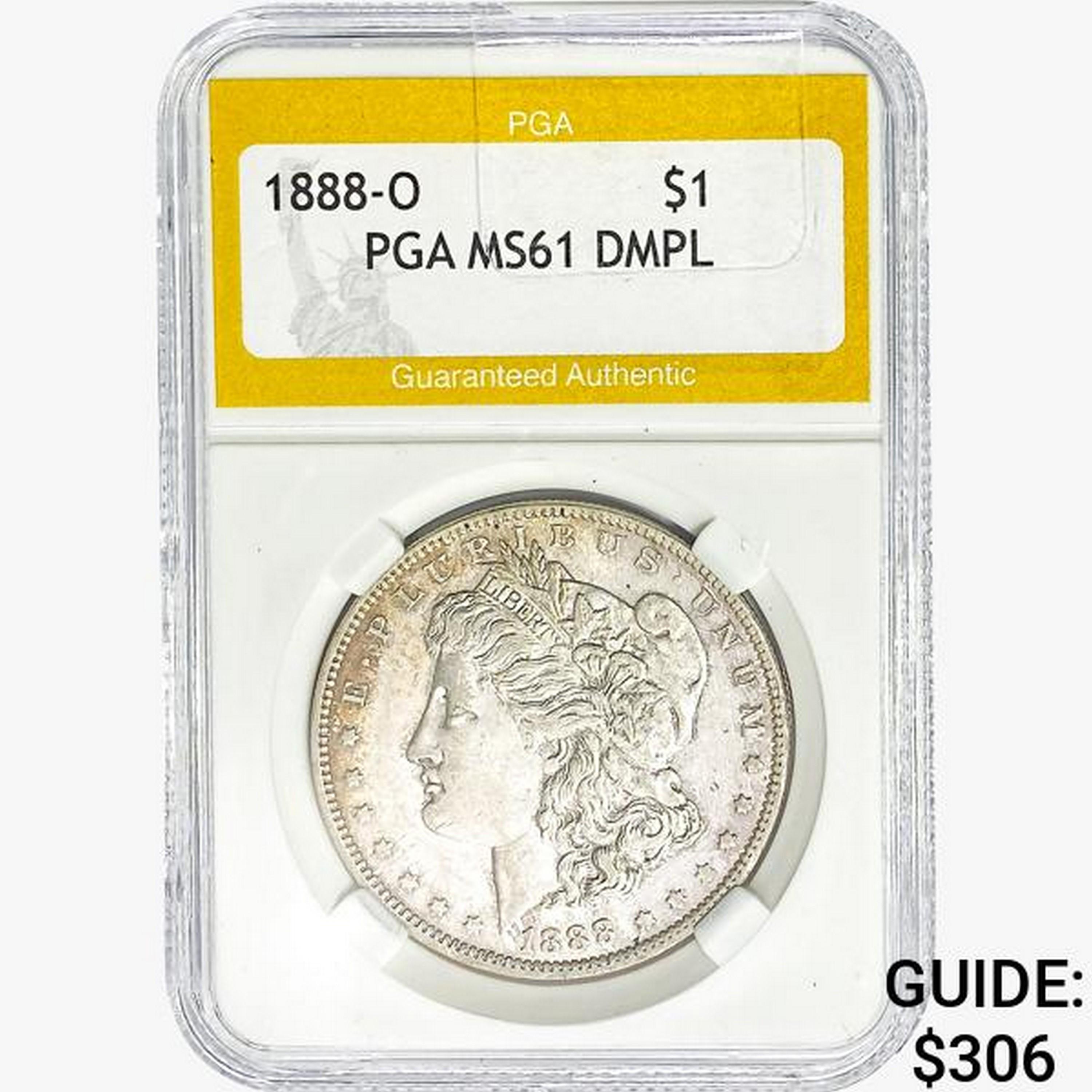 1888-O Morgan Silver Dollar PGA MS61 DMPL