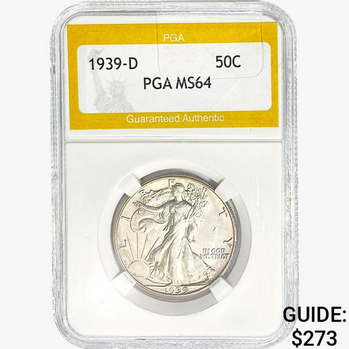 1939-D Walking Liberty Half Dollar PGA MS64