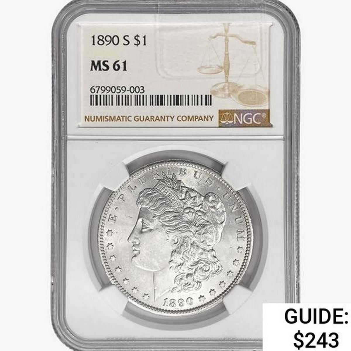1890-S Morgan Silver Dollar NGC MS61