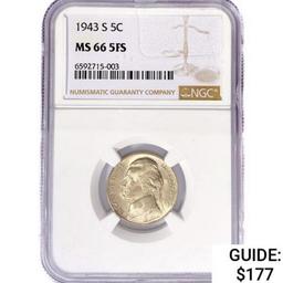 1943-S Jefferson Nickel NGC MS66 5FS