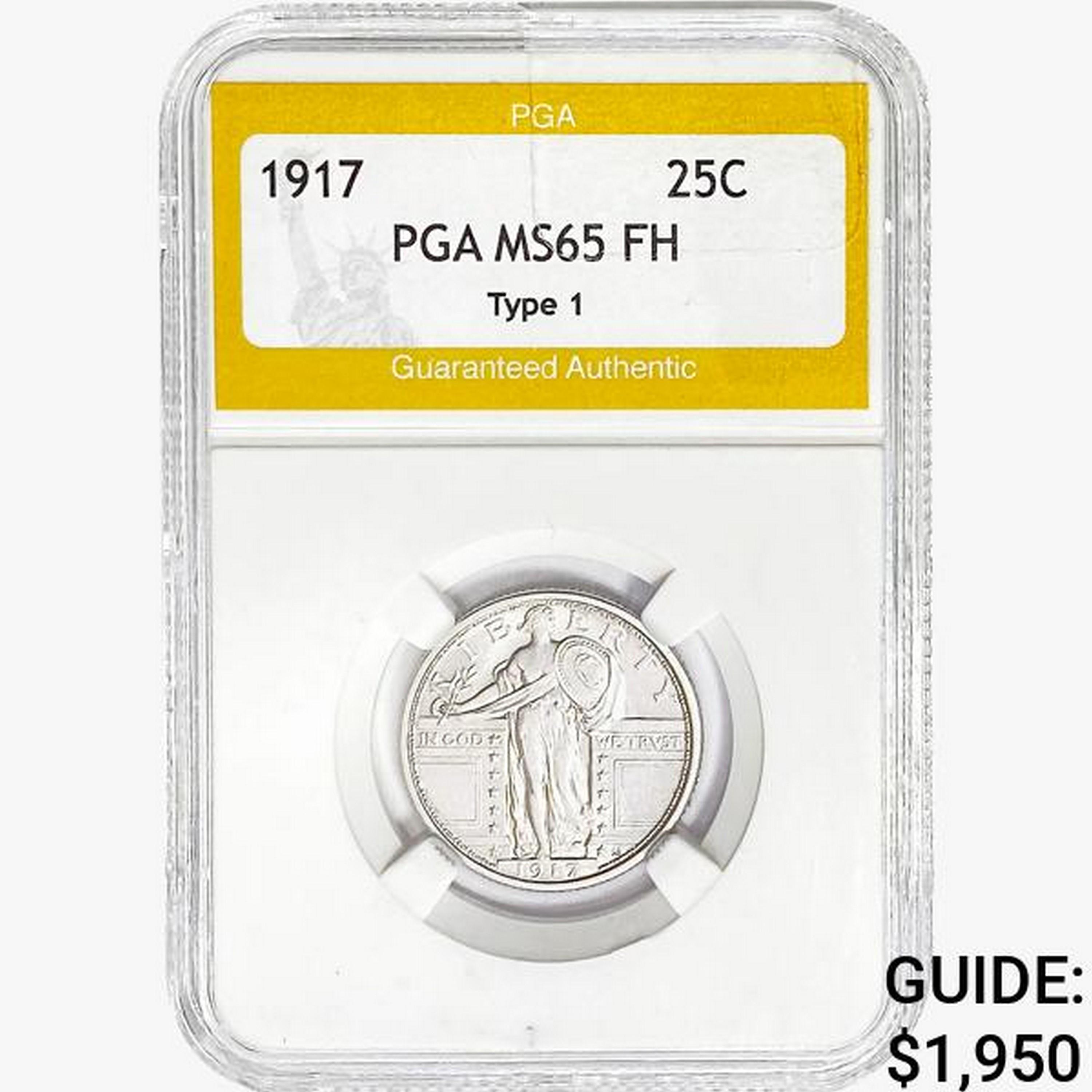 1917 Standing Liberty Quarter PGA MS65 FH Type 1