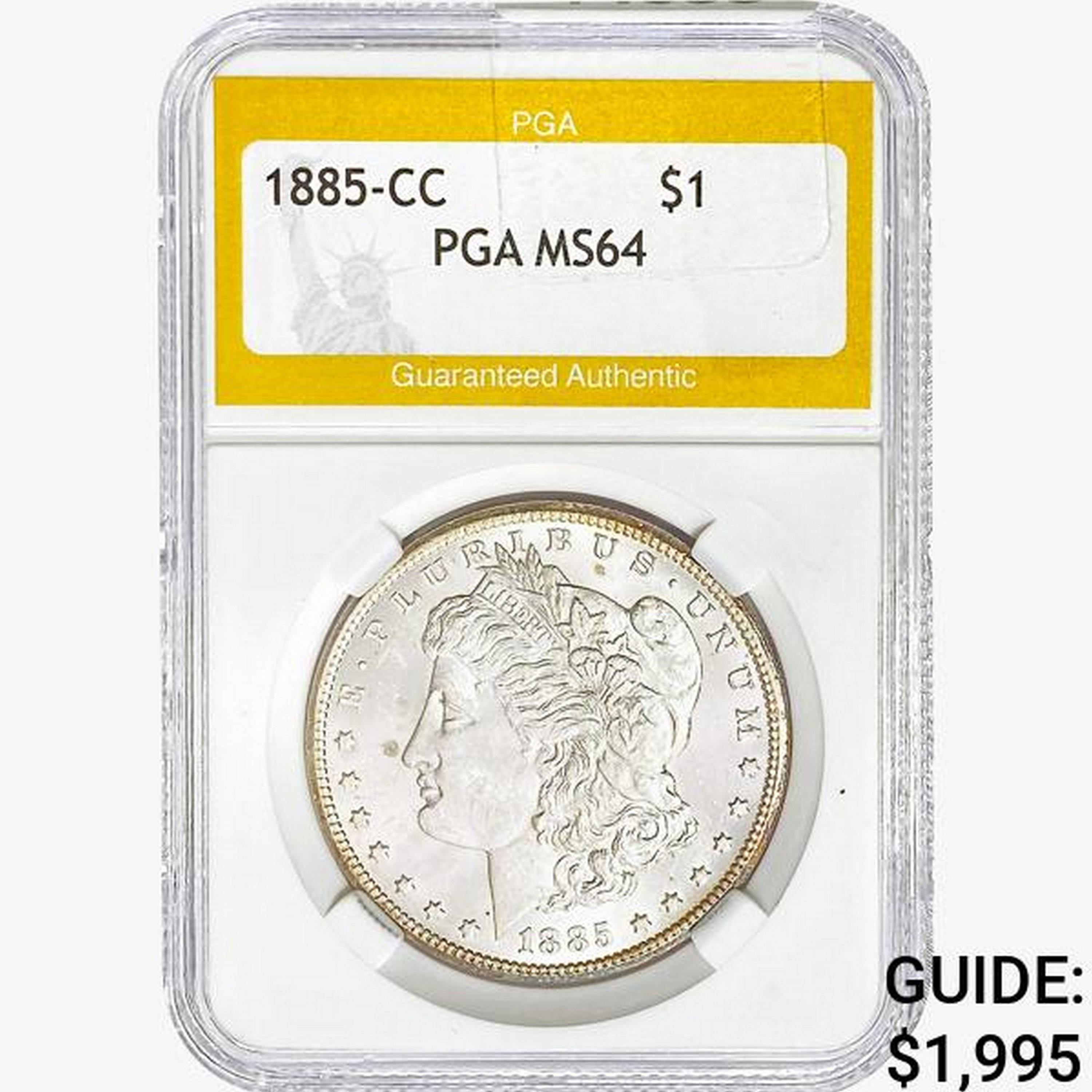 1885-CC Morgan Silver Dollar PGA MS64