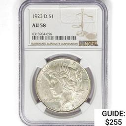 1923-D Silver Peace Dollar NGC AU58