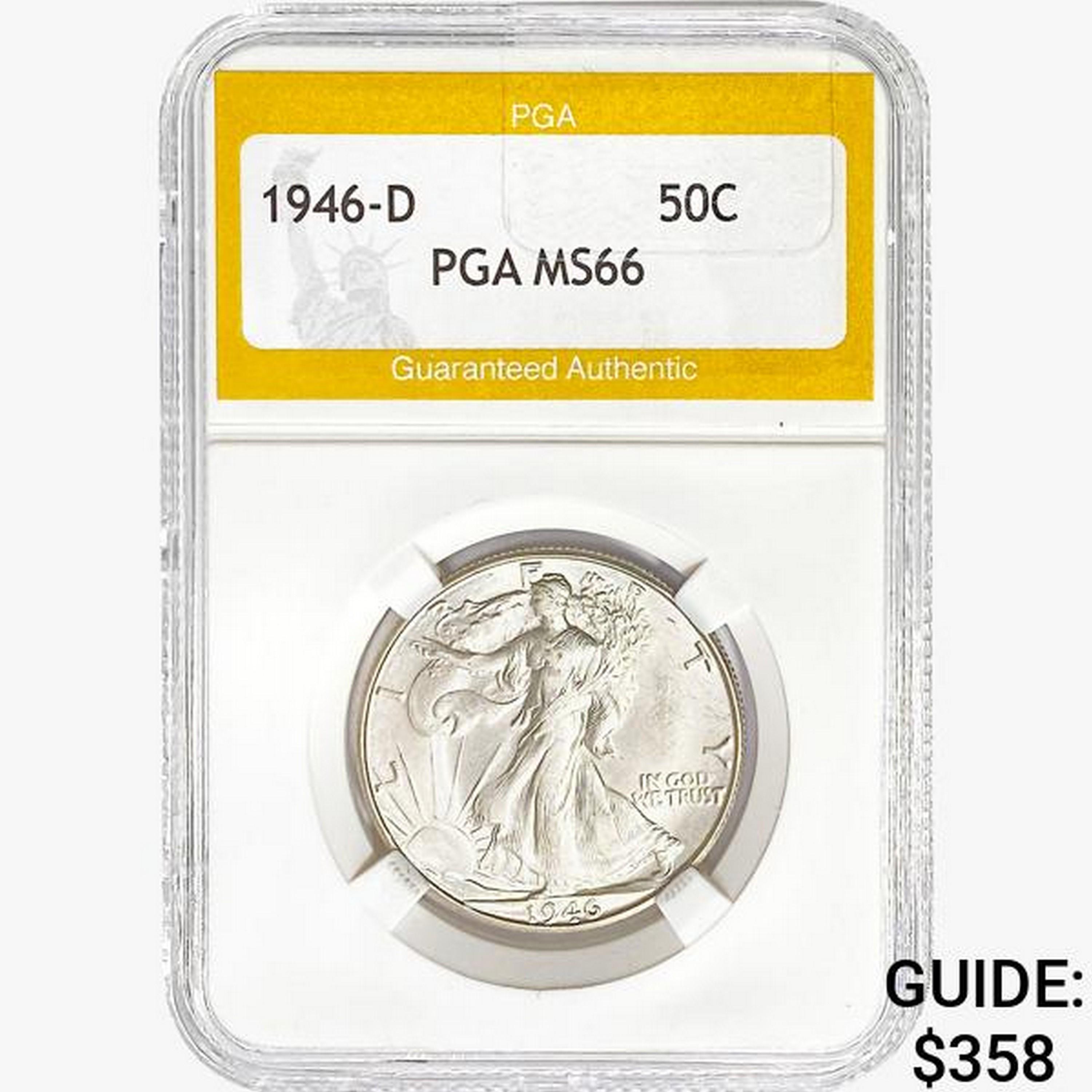 1946-D Walking Liberty Half Dollar PGA MS66