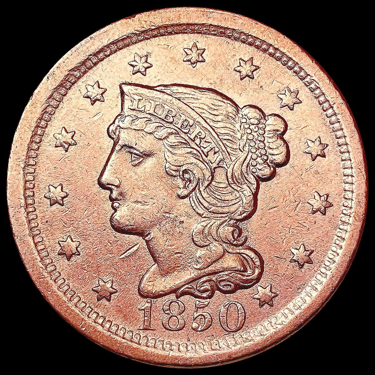 1850 RED Braided Hair Large Cent CHOICE AU