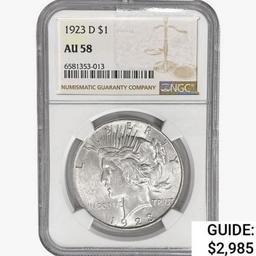 1923-D Silver Peace Dollar NGC AU58