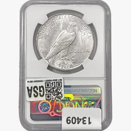 1923-D Silver Peace Dollar NGC AU58