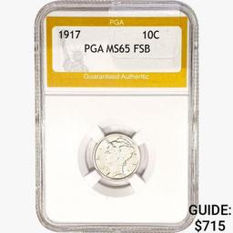 1917 Mercury Silver Dime PGA MS65 FSB