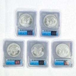 (5) 2015-P American Silver Eagle ICG-MS69 RARE P