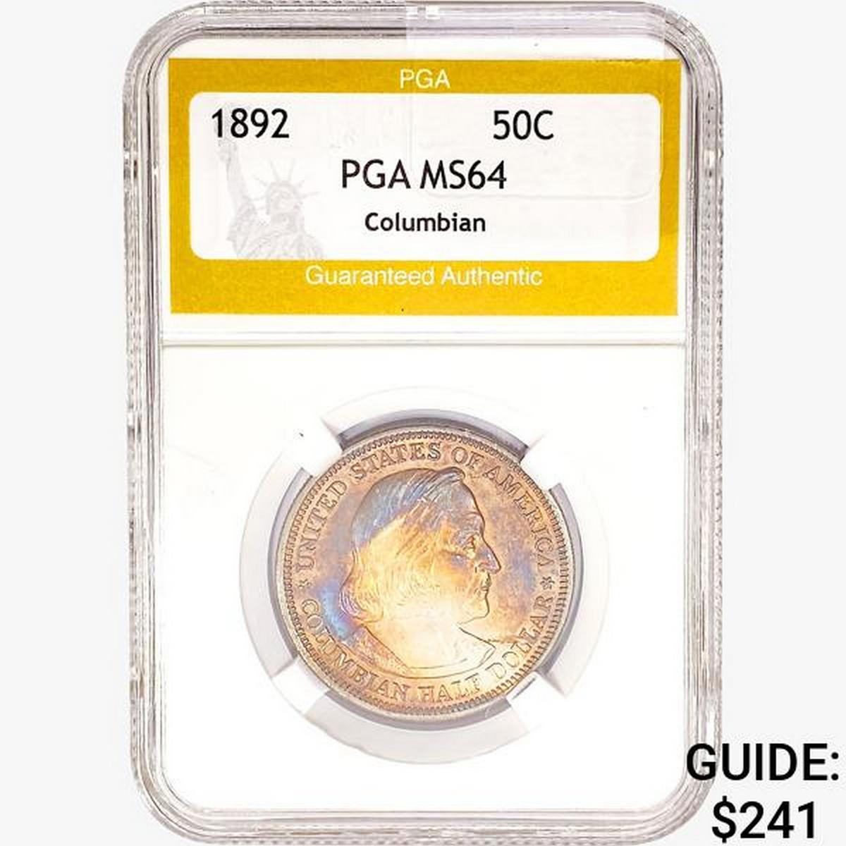 1892 Columbia Half Dollar PGA MS64