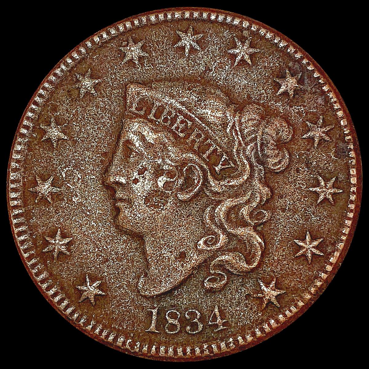 1834 Coronet Head Large Cent LIGHTLY CIRCULATED