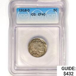 1918-D Buffalo Nickel ICG EF40