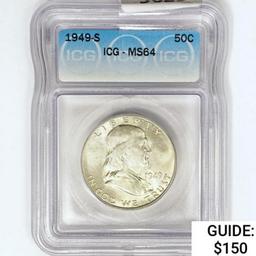 1949-S Franklin Half Dollar ICG MS64
