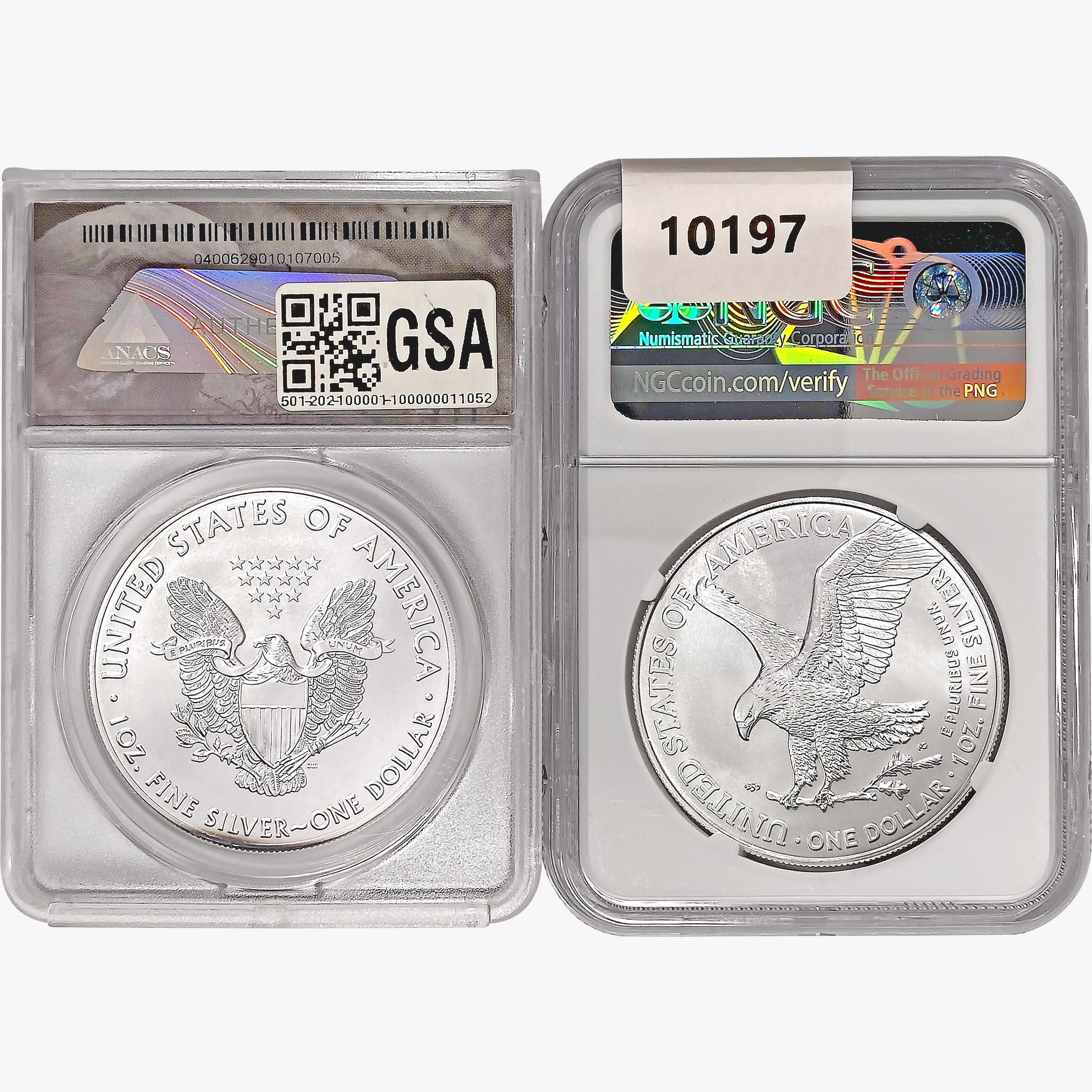 2019&2021 [2] Silver Eagle NGC,ANACS MS70