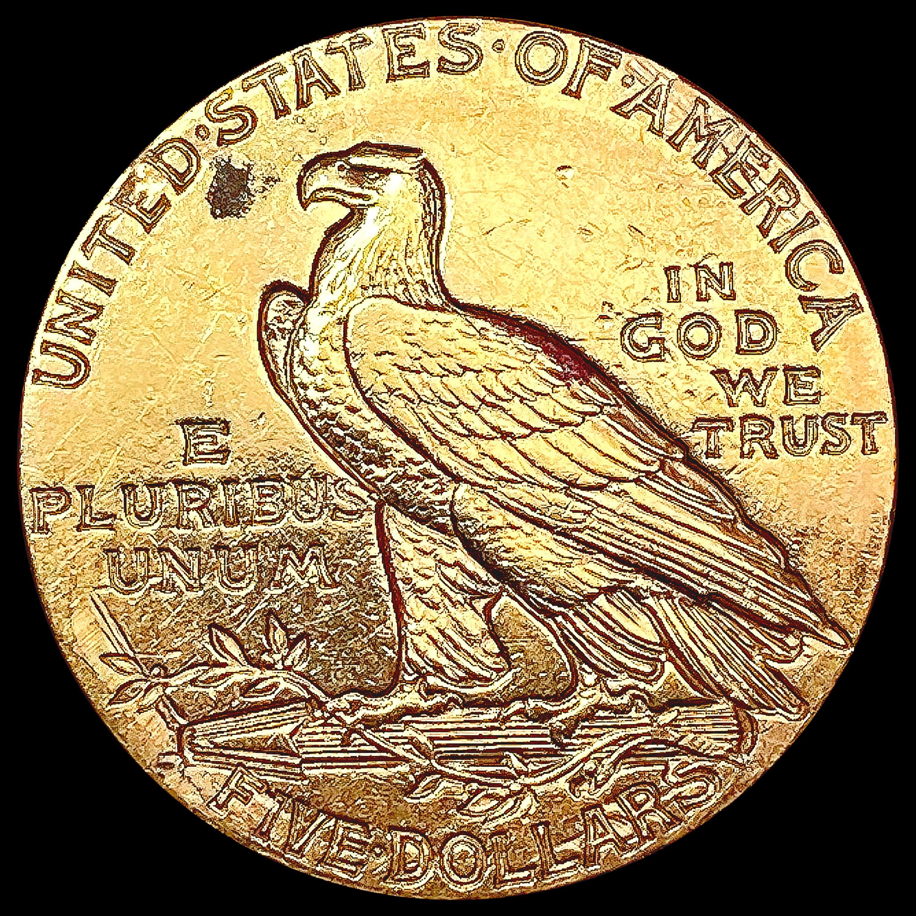 1913 $5 Gold Half Eagle ABOUT UNCIRCULATED