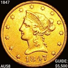 1847 $10 Gold Eagle CHOICE AU