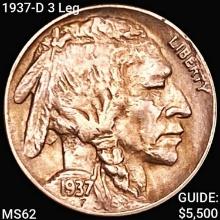 1937-D 3 Leg Buffalo Nickel UNCIRCULATED