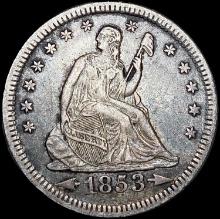 1853 Arws & Rays Seated Liberty Quarter CLOSELY UN