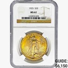 1925 $20 Gold Double Eagle NGC MS62