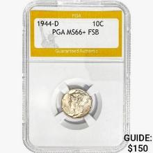 1944-D Mercury Silver Dime PGA MS66+ FSB