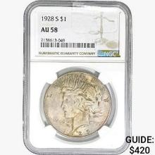 1928-S Silver Peace Dollar NGC AU58