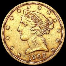 1903-S $5 Gold Half Eagle CLOSELY UNCIRCULATED