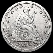 1853 Arws & Rays Seated Liberty Quarter NEARLY UNC