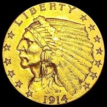 1914-D $2.50 Gold Quarter Eagle CHOICE AU