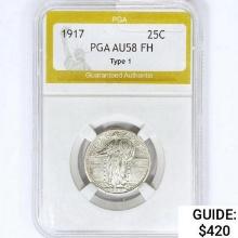 1917 Standing Liberty Quarter PGA AU58 FH Type 1