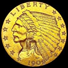 1909 $2.50 Gold Quarter Eagle CLOSELY UNCIRCULATED