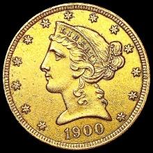 1900 $5 Gold Half Eagle CLOSELY UNCIRCULATED