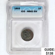 1903 Indian Head Cent ICG MS62 BN