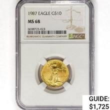 1987 $10 American 1/4oz. Gold Eagle NGC MS68