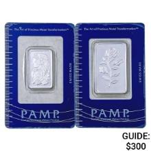 - 2 PAMP Silver Bars; 20g and 15.55g