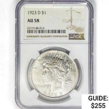 1923-D Silver Peace Dollar NGC AU58