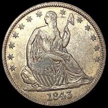 1843 Seated Liberty Half Dollar CLOSELY UNCIRCULAT