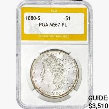 1880-S Morgan Silver Dollar PGA MS67 PL