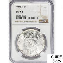 1926-S Silver Peace Dollar NGC MS61