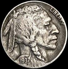 1937-D 3-Leg Braided Hair Nickel LIGHTLY CIRCULATE