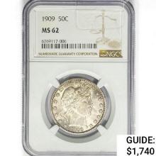 1909 Barber Half Dollar NGC MS62