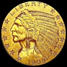 1909-D $5 Gold Half Eagle CLOSELY UNCIRCULATED