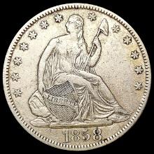 1858-S Seated Liberty Half Dollar CLOSELY UNCIRCUL