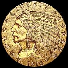 1916-S $5 Gold Half Eagle NEARLY UNCIRCULATED
