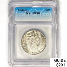 1945-D Walking Liberty Half Dollar ICG MS66